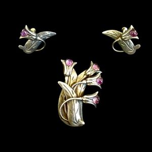 Amethyste 950 Silver Taxco Brooch And Earrings Set